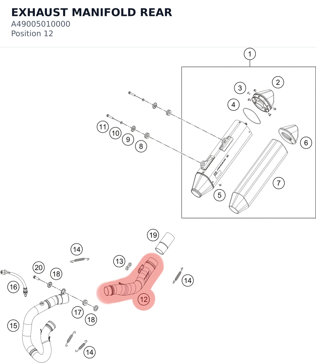 Diagram preview: EXHAUST MANIFOLD REAR (A49005010000)