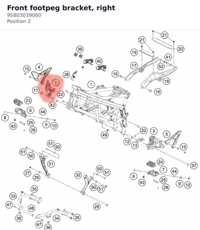 Diagram preview: Front footpeg bracket, right (95803039000)