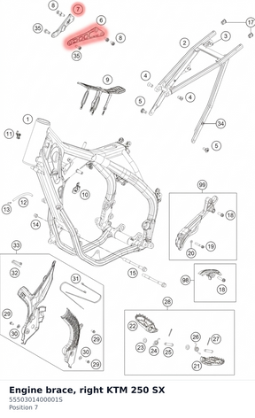 Diagram preview: Engine brace, right KTM 250 SX (5550301400001S)