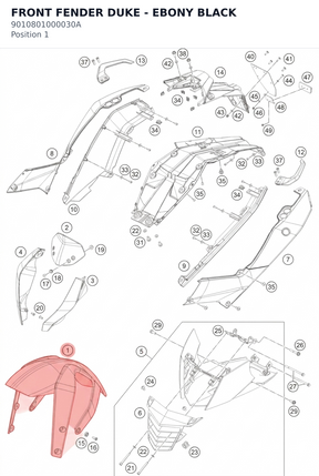 Diagram preview: FRONT FENDER DUKE - EBONY BLACK (9010801000030A)