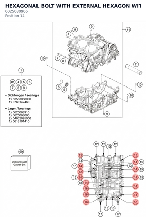 Diagram preview: HEXAGONAL BOLT WITH EXTERNAL HEXAGON WITH COLLAR (0025080906)