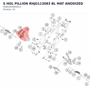 Diagram preview: S HOL PILLION RHJG113083 BL MAT ANODIZED (95803049000C1)