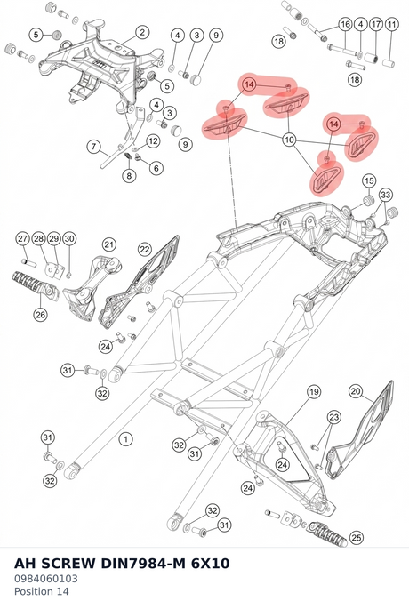 Diagram preview: AH SCREW DIN7984-M 6X10 (0984060103)