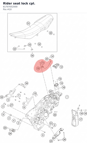 Diagram preview: Rider seat lock cpl. (61707052000)
