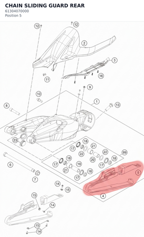 Diagram preview: CHAIN SLIDING GUARD REAR (61304070000)