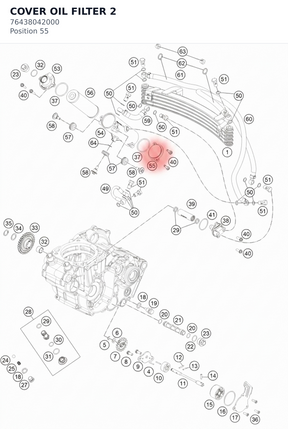 Diagram preview: COVER OIL FILTER 2 (76438042000)