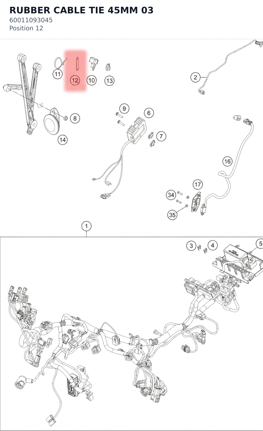 Diagram preview: RUBBER CABLE TIE 45MM       03 (60011093045)