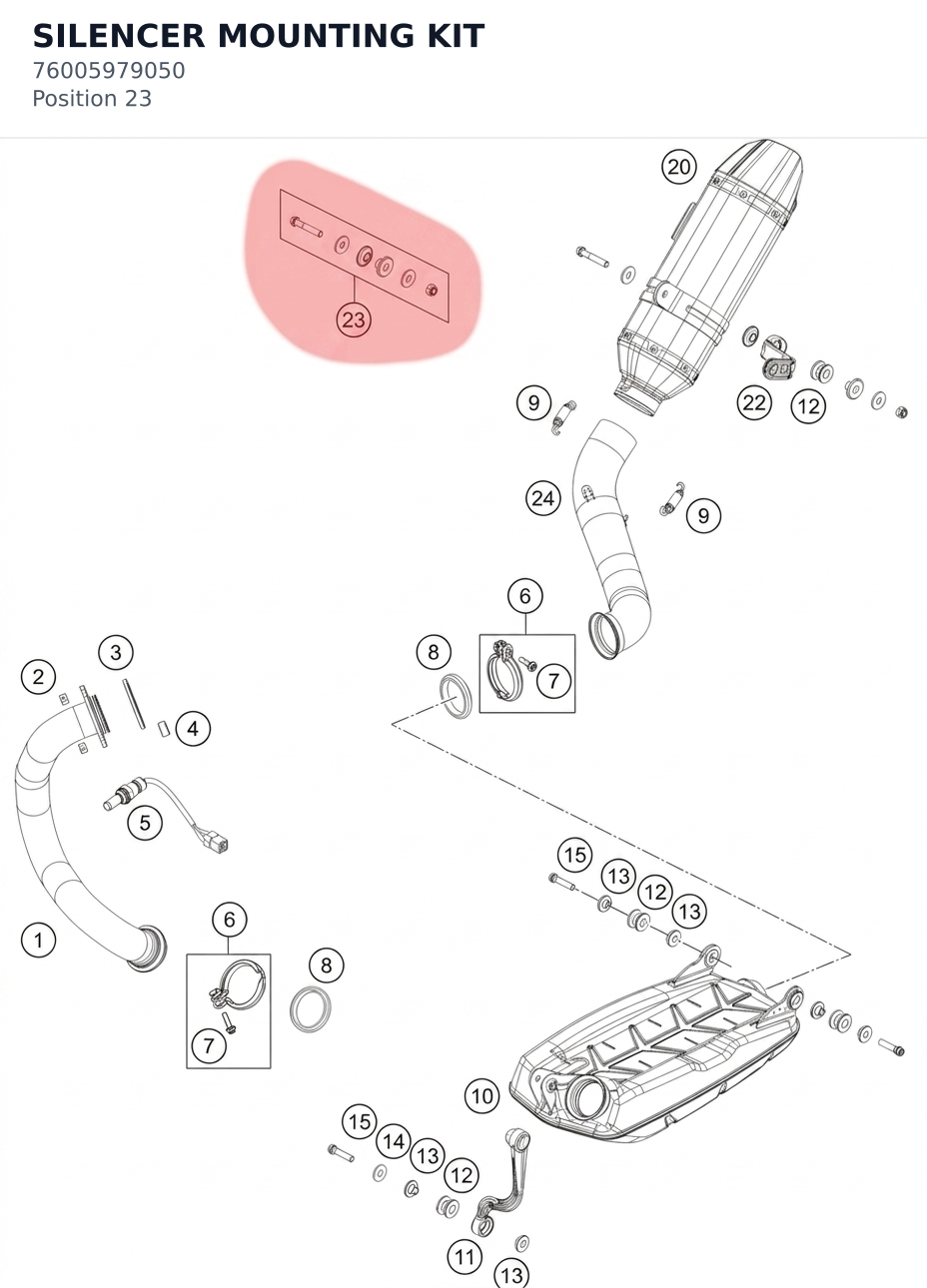 Diagram preview: SILENCER MOUNTING KIT (76005979050)