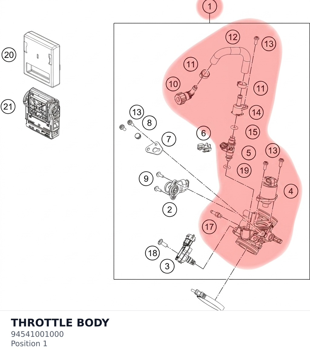 Diagram preview: THROTTLE BODY (94541001000)