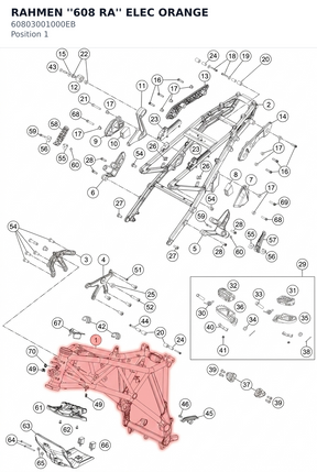 Diagram preview: RAHMEN ''608 RA'' ELEC ORANGE (60803001000EB)