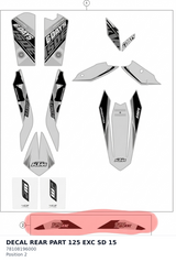 Diagram preview: DECAL REAR PART 125 EXC SD  15 (78108196000)