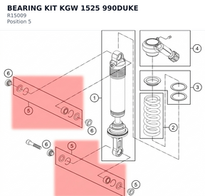 Diagram preview: BEARING KIT KGW 1525 990DUKE (R15009)