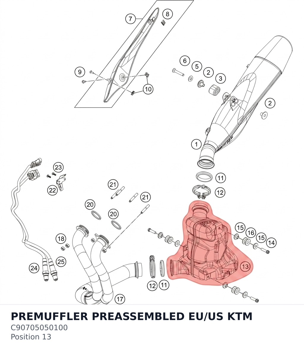 Diagram preview: PREMUFFLER PREASSEMBLED EU/US KTM (C90705050100)