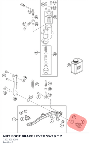 Diagram preview: NUT FOOT BRAKE LEVER SW19 '12 (72013053000)
