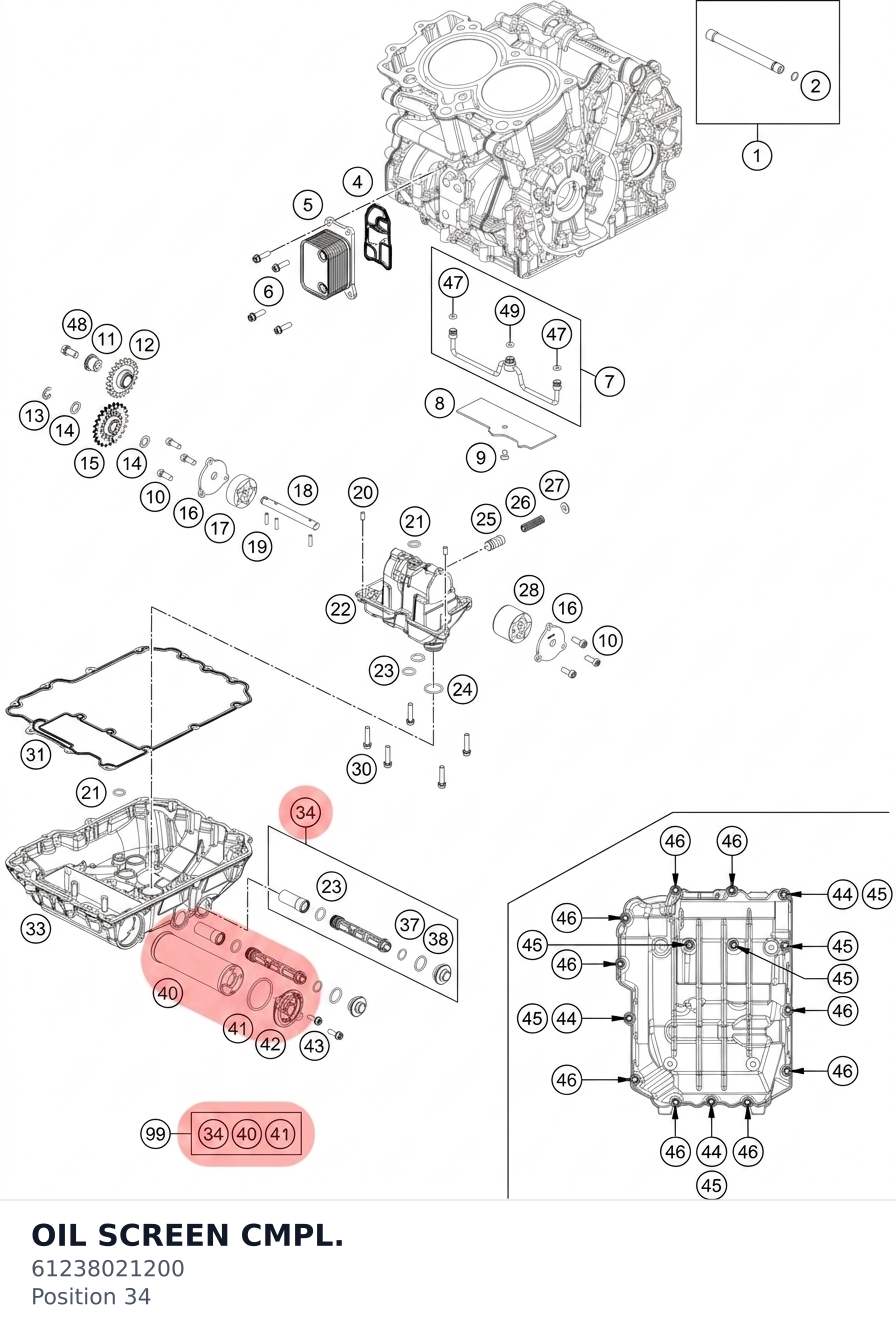 Diagram preview: OIL SCREEN CMPL. (61238021200)