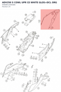 Diagram preview: ADV250 S COWL UPR CE WHITE GLOS+DCL ORG (95808013000ABC)