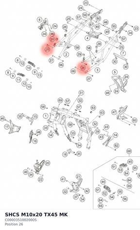 Diagram preview: SHCS M10x20 TX45 MK (C0000351002000S)
