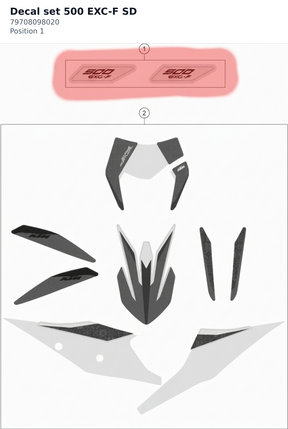 Diagram preview: Decal set 500 EXC-F SD (79708098020)
