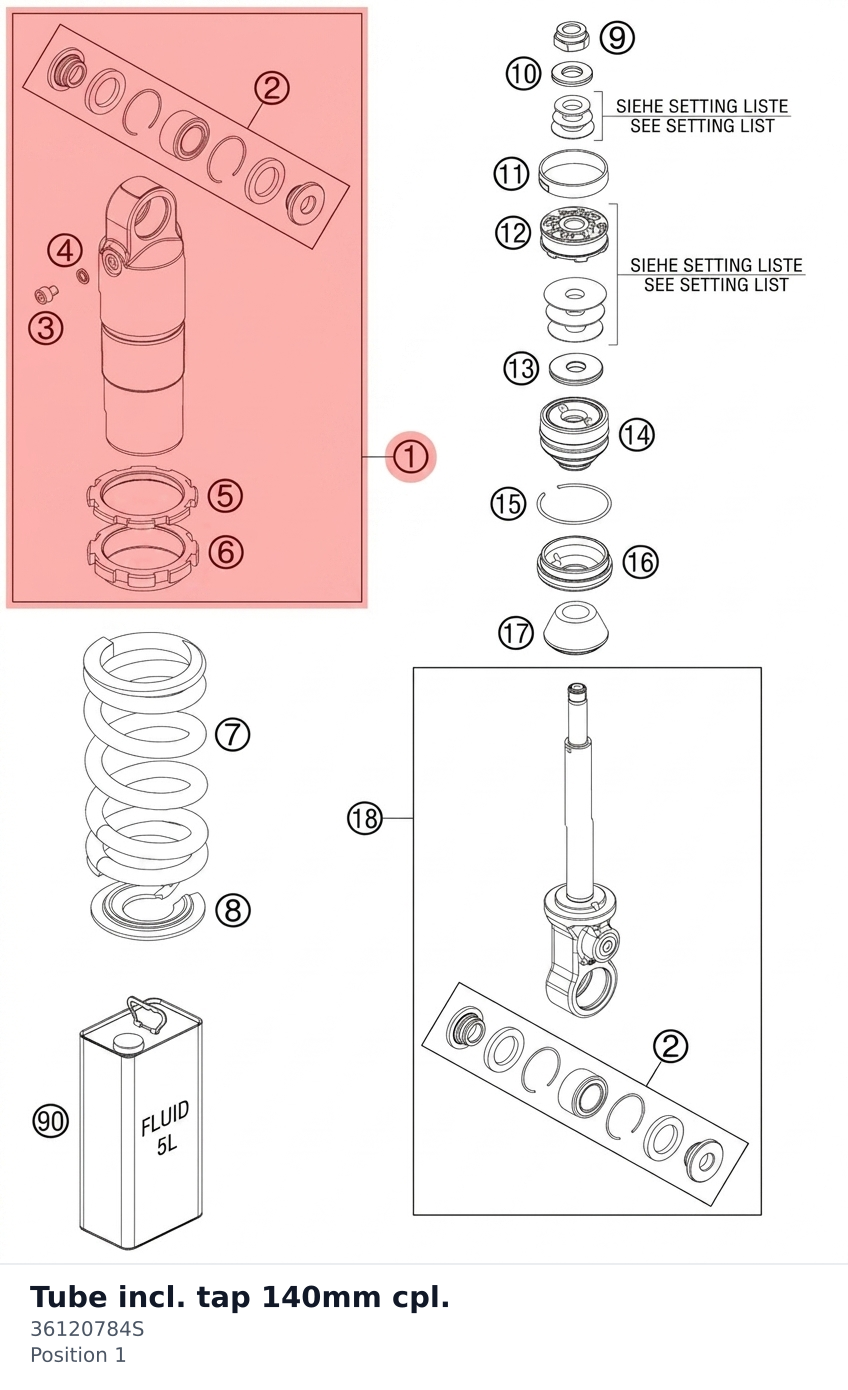 Diagram preview: Tube incl. tap 140mm cpl. (36120784S)