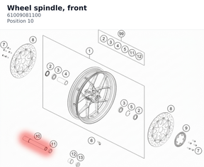 Diagram preview: Wheel spindle, front (61009081100)
