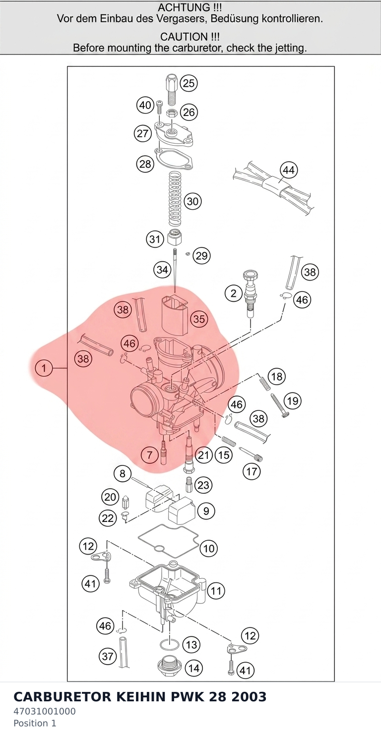 Diagram preview: CARBURETOR KEIHIN PWK 28  2003 (47031001000)
