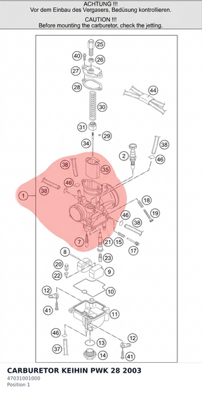 Diagram preview: CARBURETOR KEIHIN PWK 28  2003 (47031001000)