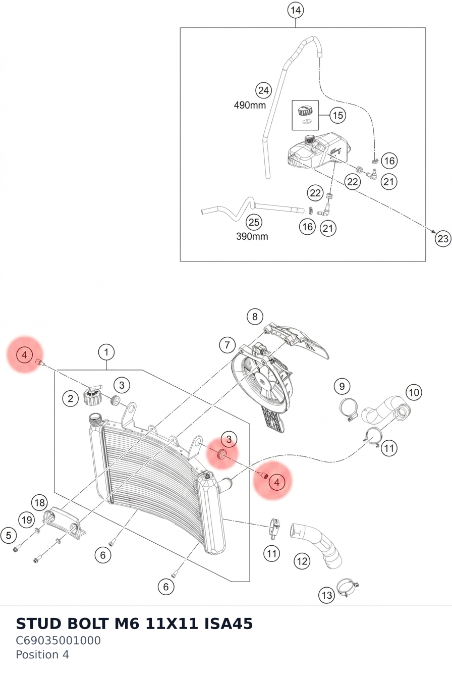 Diagram preview: STUD BOLT M6 11X11 ISA45 (C69035001000)