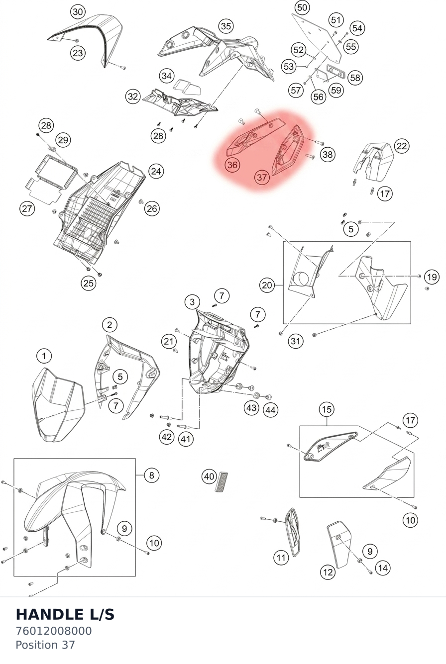 Diagram preview: HANDLE L/S (76012008000)