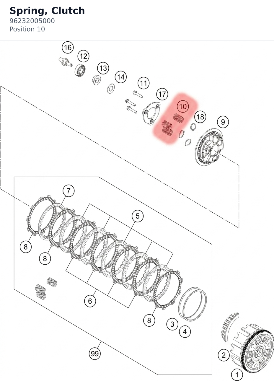 Diagram preview: Spring, Clutch (96232005000)