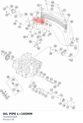 Diagram preview: OIL PIPE L=105MM (76438053000)