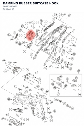 Diagram preview: DAMPING RUBBER SUITCASE HOOK (60312011060)
