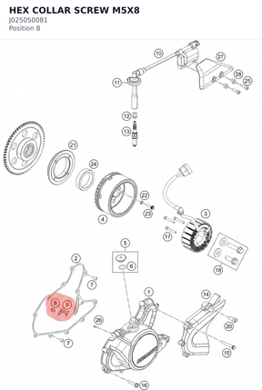 Diagram preview: HEX COLLAR SCREW M5X8 (J025050081)