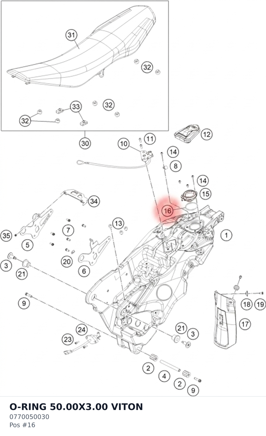 Diagram preview: O-RING 50.00X3.00 VITON (0770050030)