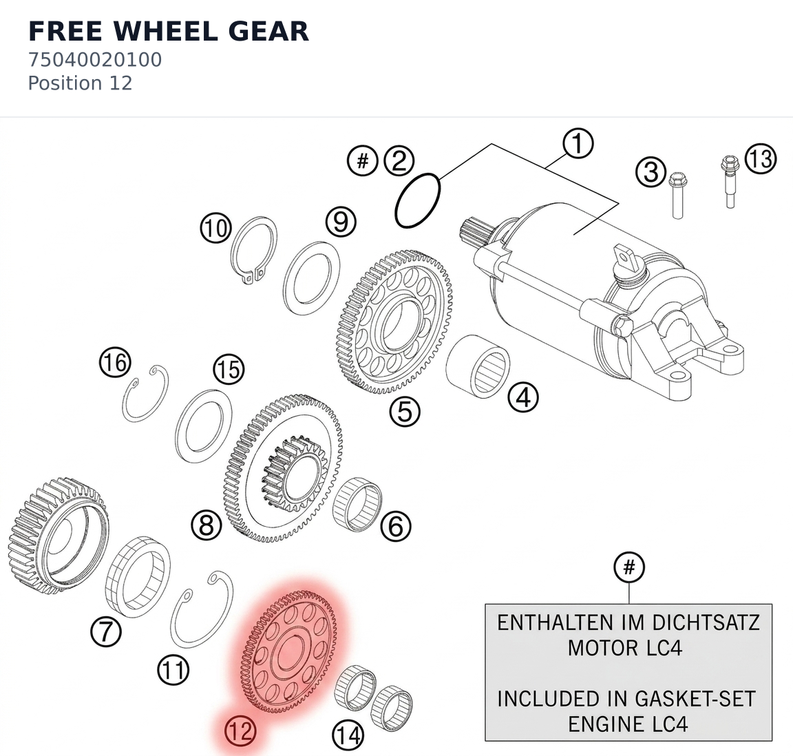 Diagram preview: FREE WHEEL GEAR (75040020100)