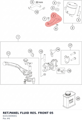 Diagram preview: RET.PANEL FLUID RES. FRONT 05 (61013009001)