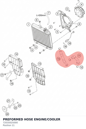Diagram preview: PREFORMED HOSE ENGINE/COOLER (72035025000)
