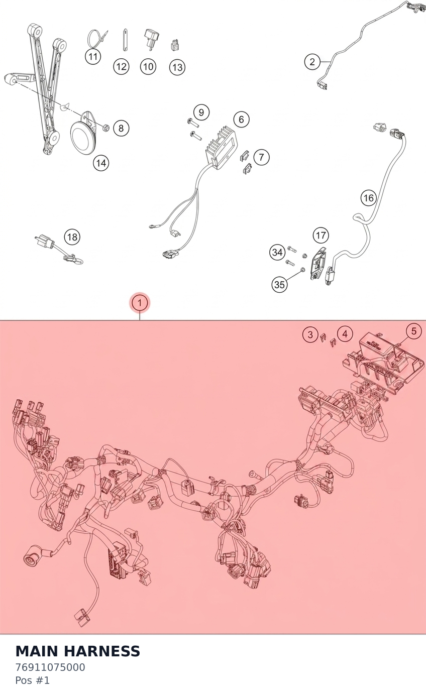 Diagram preview: MAIN HARNESS (76911075000)