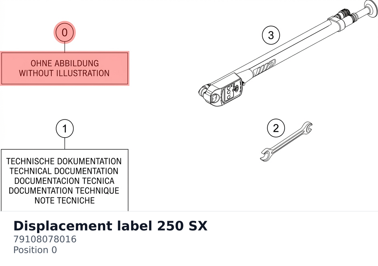 Diagram preview: Displacement label 250 SX (79108078016)