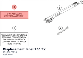 Diagram preview: Displacement label 250 SX (79108078016)