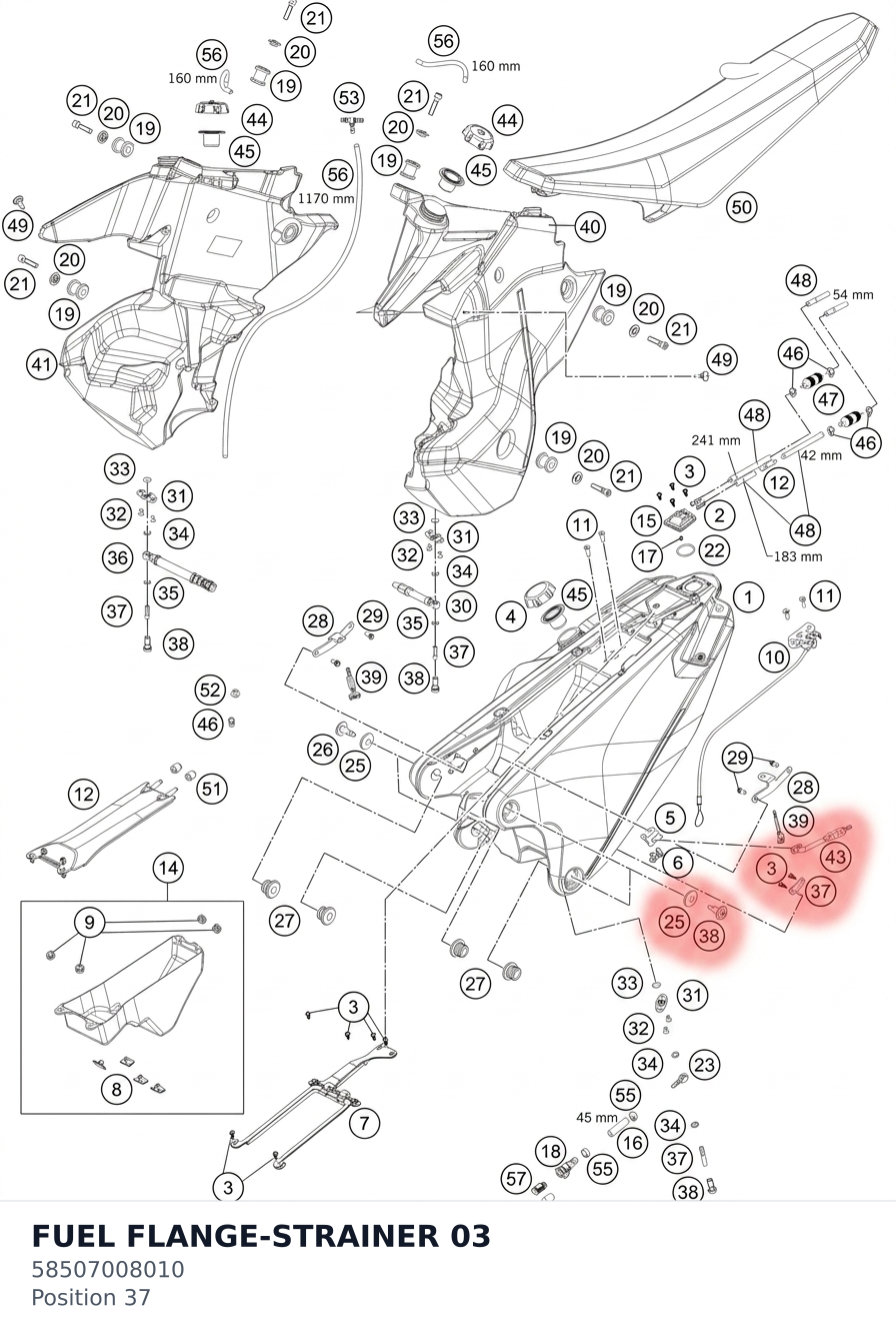 Diagram preview: FUEL FLANGE-STRAINER        03 (58507008010)
