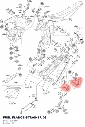 Diagram preview: FUEL FLANGE-STRAINER        03 (58507008010)