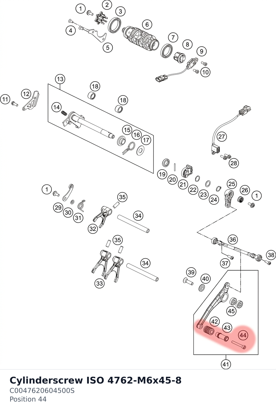 Diagram preview: Cylinderscrew ISO 4762-M6x45-8 (C0047620604500S)