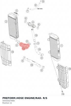 Diagram preview: PREFORM.HOSE ENGINE/RAD. R/S (50435027000)