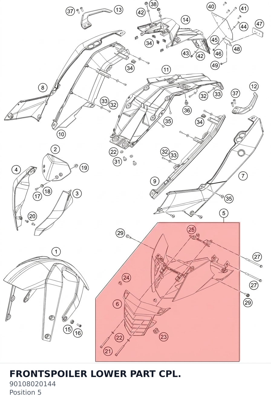 Diagram preview: FRONTSPOILER LOWER PART CPL. (90108020144)