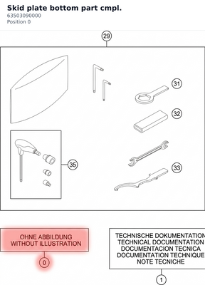 Diagram preview: Skid plate bottom part cmpl. (63503090000)