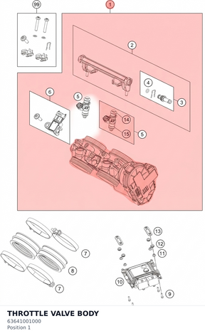 Diagram preview: THROTTLE VALVE BODY (63641001000)