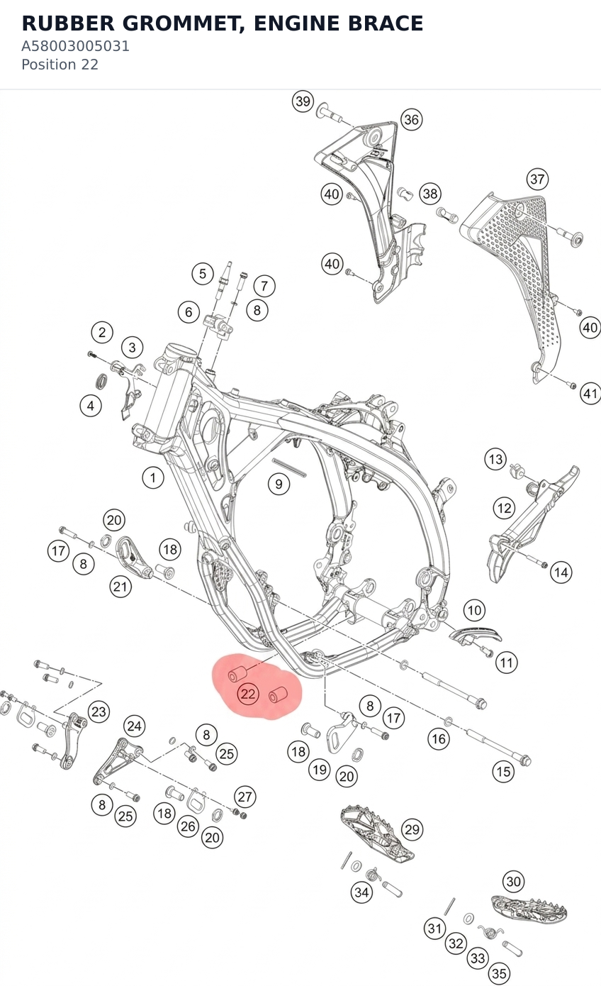 Diagram preview: RUBBER GROMMET, ENGINE BRACE (A58003005031)