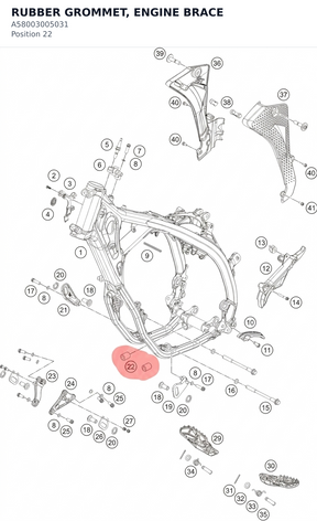 Diagram preview: RUBBER GROMMET, ENGINE BRACE (A58003005031)