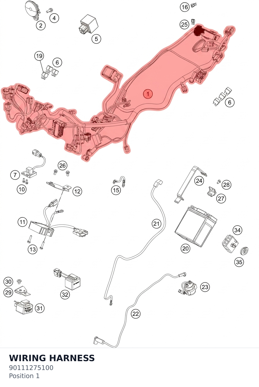 Diagram preview: WIRING HARNESS (90111275100)
