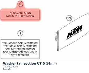 Diagram preview: Washer tail section UT D 14mm (75008023000)